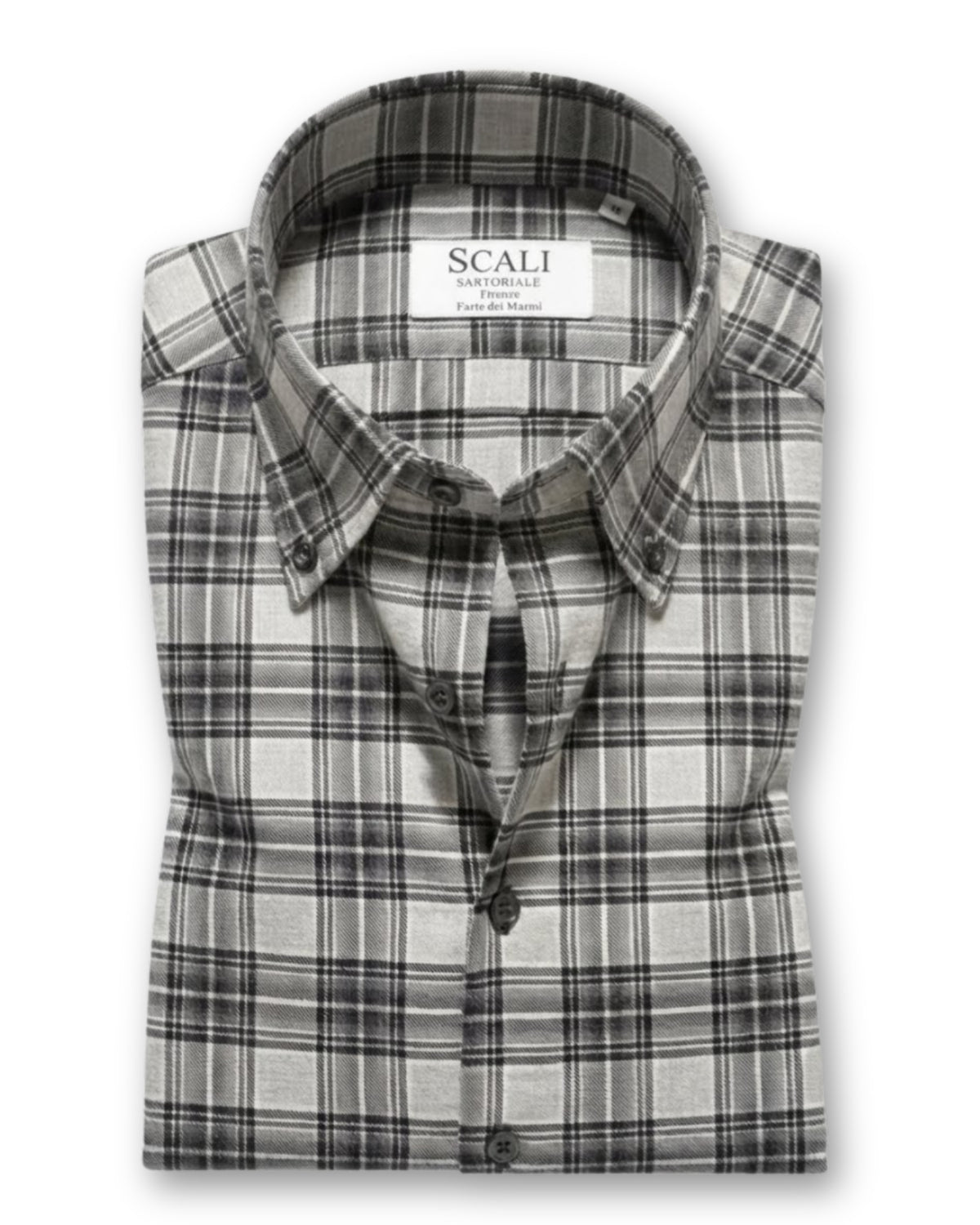 Camicia Sartoriale in Flanella – Grigio a Quadri (Button-down)