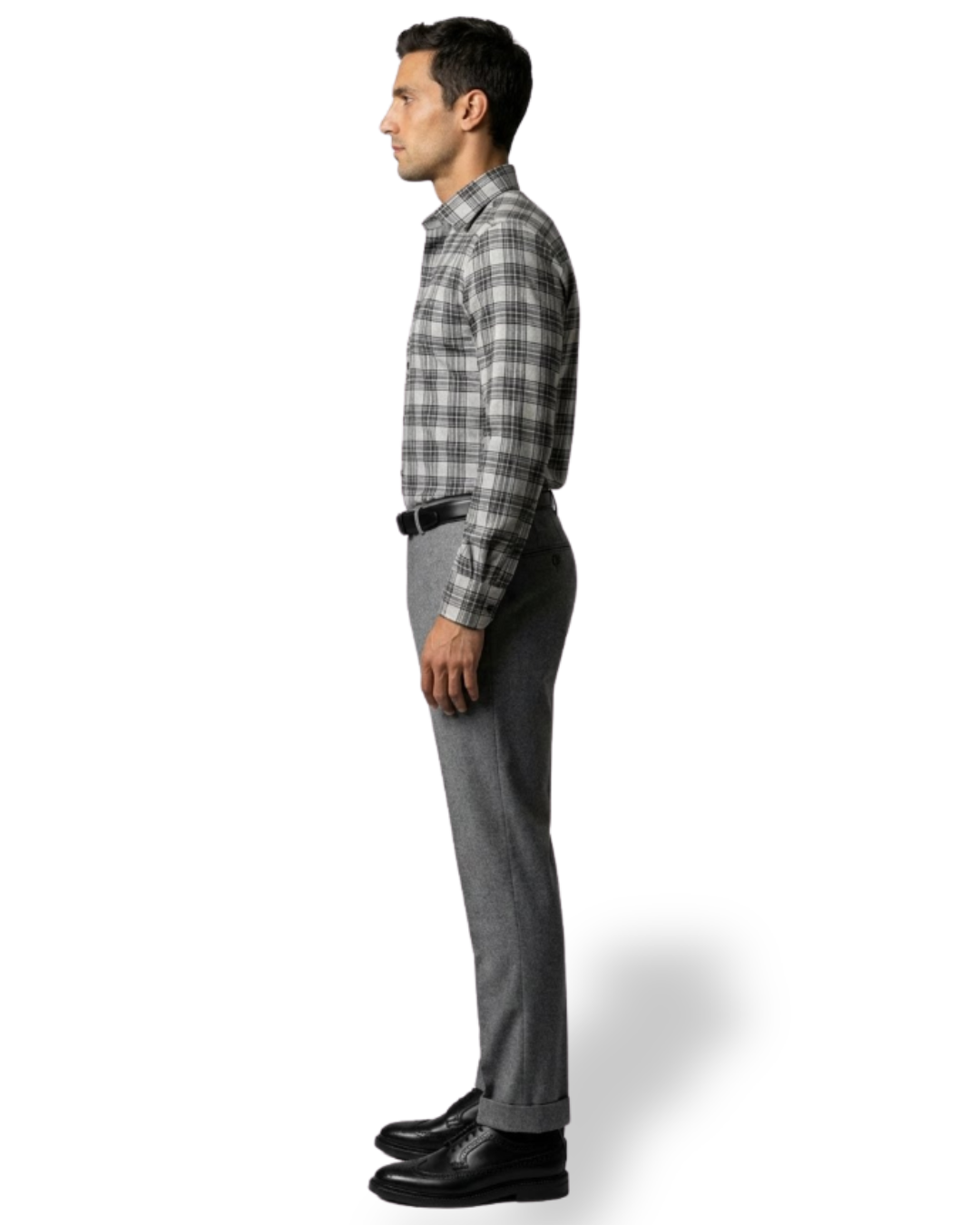 Camicia Sartoriale in Flanella Leggera – Grigio a Quadri